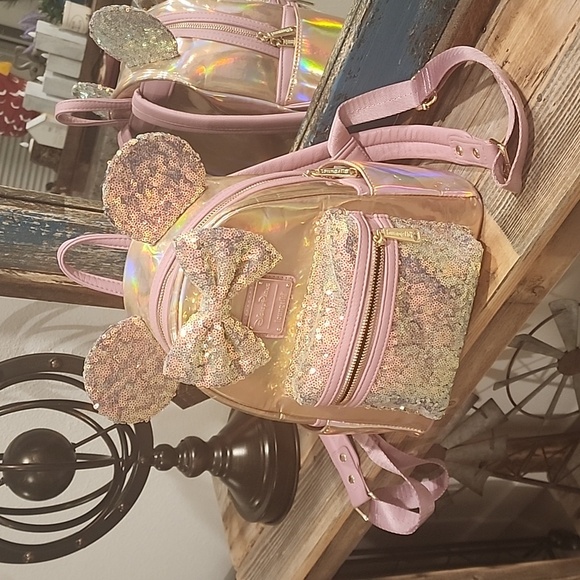 Loungefly, Disney princess pink sequined mini backpack. - Picture 1 of 15